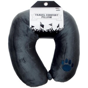 travel comfort pillow gray with paw print image